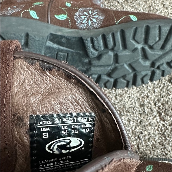 Roper Boho Western Cowboy Boots Women’s 8 Chunk Floral Embroidered Brown Suede - Picture 5 of 5